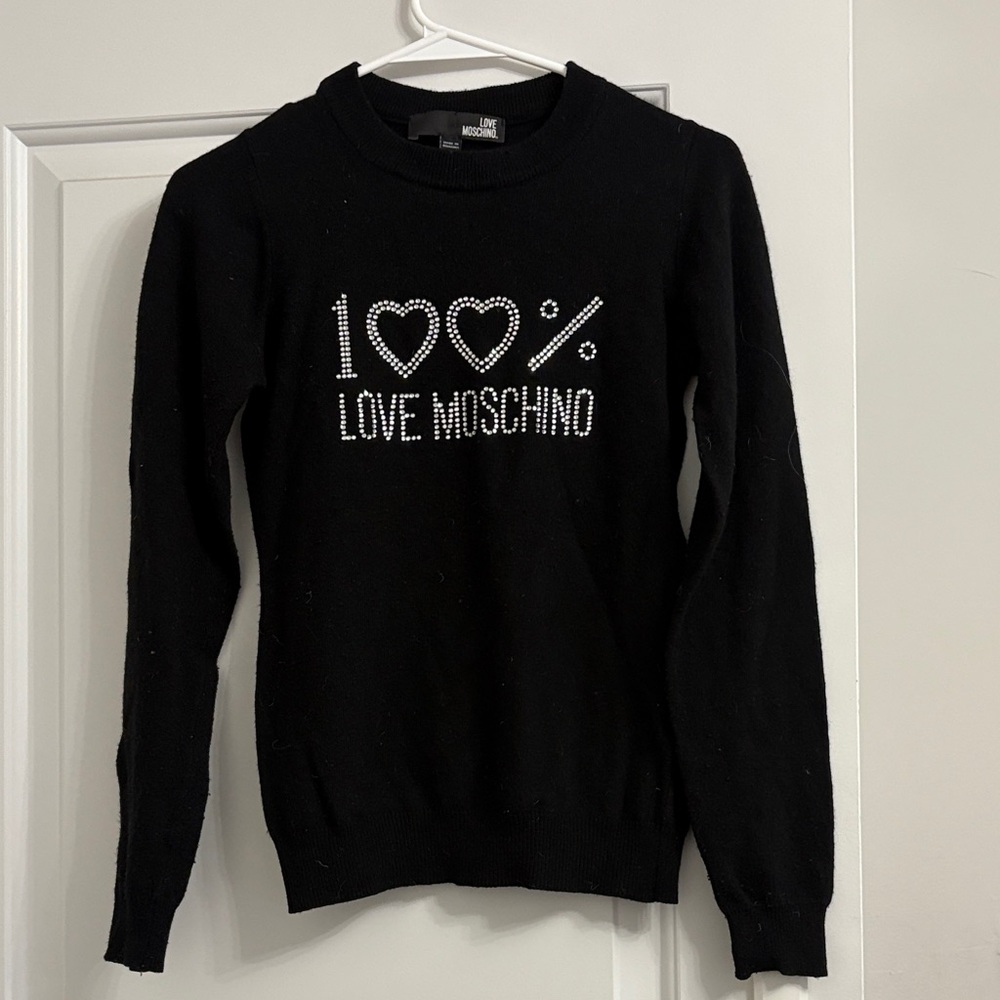 Love Moschino Black Sweater with White Accents